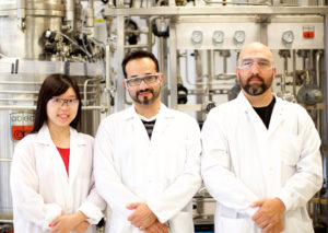 Arrowland developers team. From left: Entrepreneurial Lead, Ling Liang; Principal Investigator, Hector Garcia Martin; and Technical Lead, Garrett Birkel.